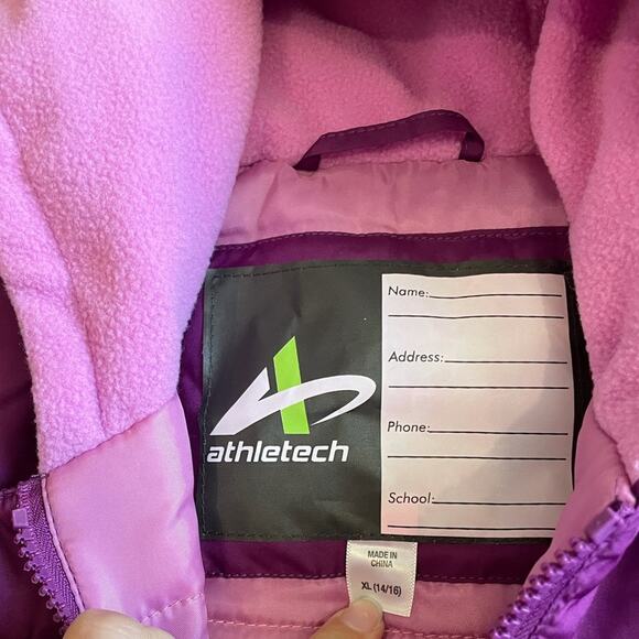 Athletech Girls Jacket with Hood Purple Light/Medium Warm Size XL (14-16) - Picture 5 of 8